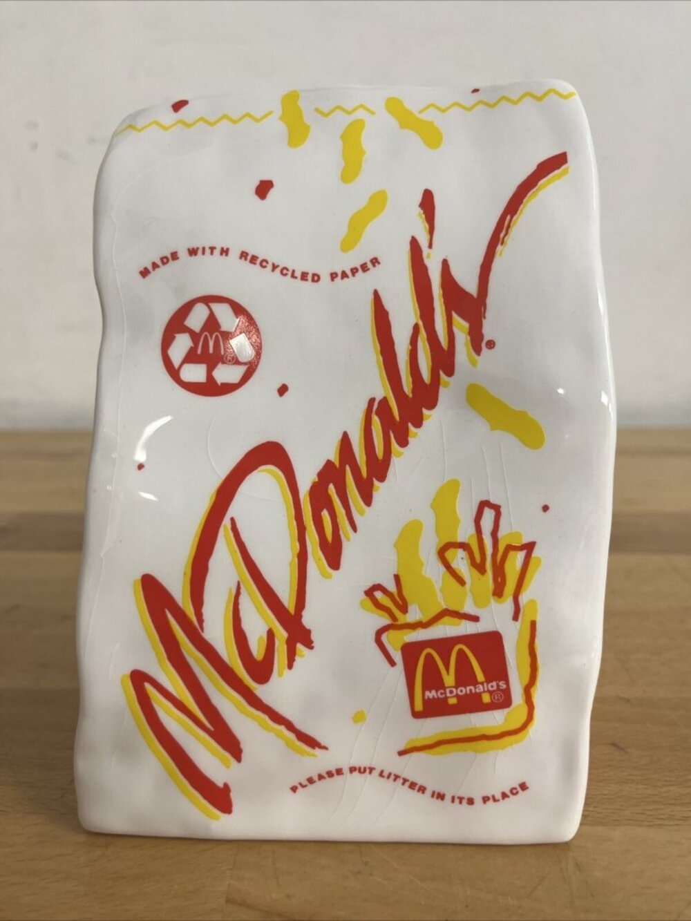 Vintage Mcdonald's Ceramic Collectible Paper Bag Coin Bank